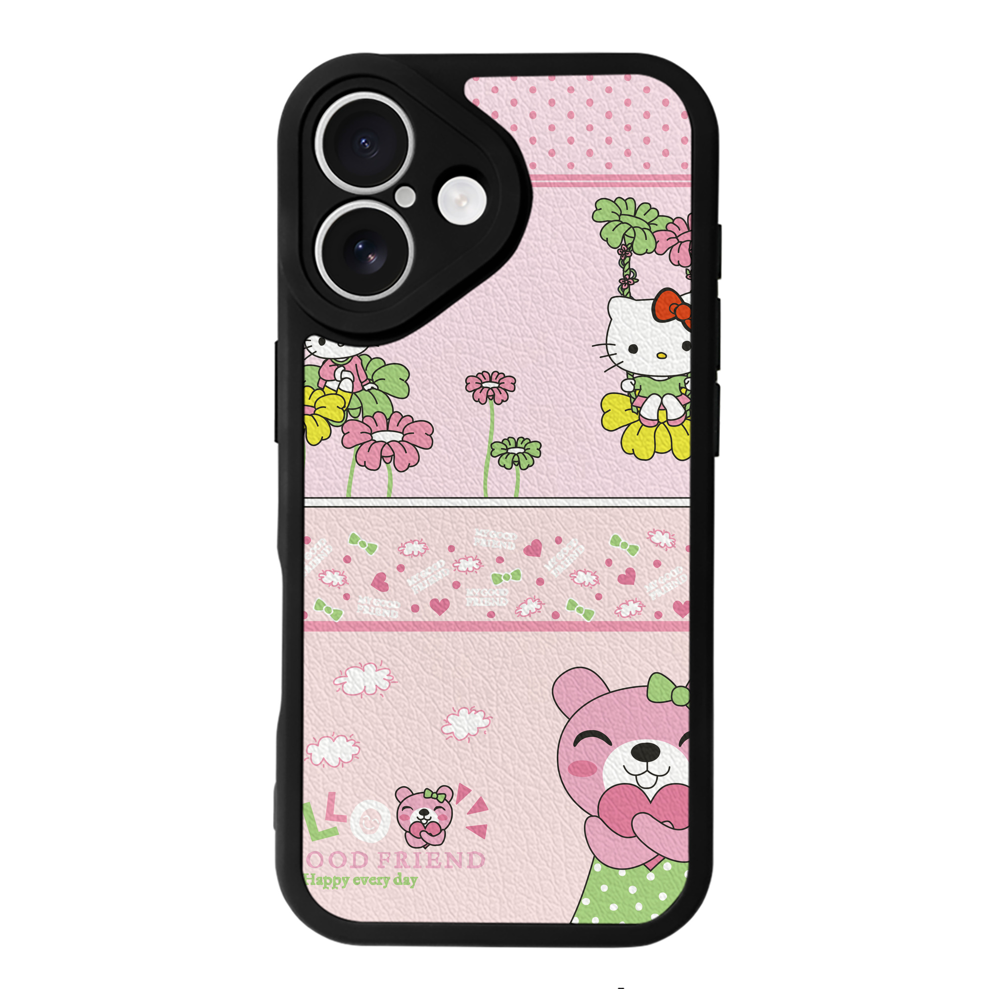 （画像用） Hello Kitty ハローキティ 【iPhone 16シリーズ対応】シリコンスマホケース（レザー調） 材質：シリコン
